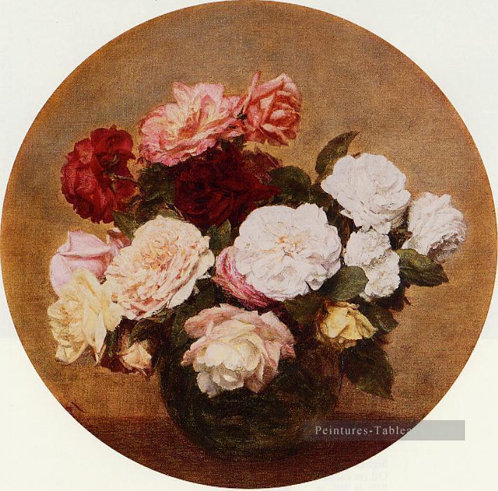 Un grand bouquet de roses peintre de fleurs Henri Fantin Latour Peintures à l'huile